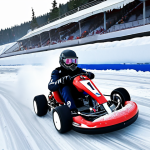 **"Ice Fortress kart race, intense drifting action, snowy environment, dynamic camera angle, high-speed blur."** (Inspired by: "...на "Ледяной крепости" карт с хорошим дрифтом просто незаменим...")
