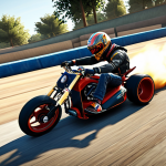 **Image Prompt:** A dynamic action shot of "SpeedDemon\_Pro" in a KartRider race, showcasing extreme drifting skills and a feeling of intense speed. Capture the aggressive playstyle and focus on a high-speed chase on a complex track. Include UI elements from KartRider to enhance authenticity.