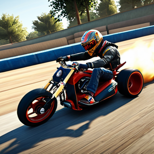 Home 9 **Image Prompt:** A dynamic action shot of "SpeedDemon\_Pro" in a KartRider race, showcasing extreme drifting skills and a feeling of intense speed. Capture the aggressive playstyle and focus on a high-speed chase on a complex track. Include UI elements from KartRider to enhance authenticity.
