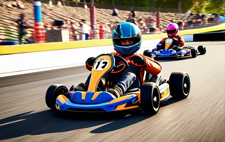 A dynamic, vibrant shot of a beginner's kart on a chaotic KartRider track, appearing slightly overwhelmed and surrounded by a blur of faster, expert opponents. This transitions into a clear, focused image of the same kart gracefully executing a perfect, controlled drift through a challenging turn, emanating confidence and precision. Emphasize speed lines, colorful arcade racing aesthetics, and the exhilarating journey from struggle to mastery.