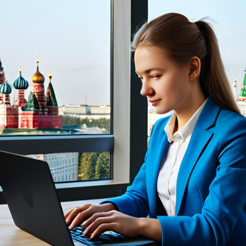 Home 26 **
"A professional female programmer, fully clothed in a modest and stylish business casual outfit suitable for a Moscow tech startup, working on a laptop in a modern co-working space with Cyrillic characters visible on the screen. Large windows overlook a cityscape view featuring recognizable Moscow landmarks. Safe for work, appropriate content, professional, perfect anatomy, correct proportions, natural pose, well-formed hands, proper finger count, natural body proportions, high quality, professional photography."
**