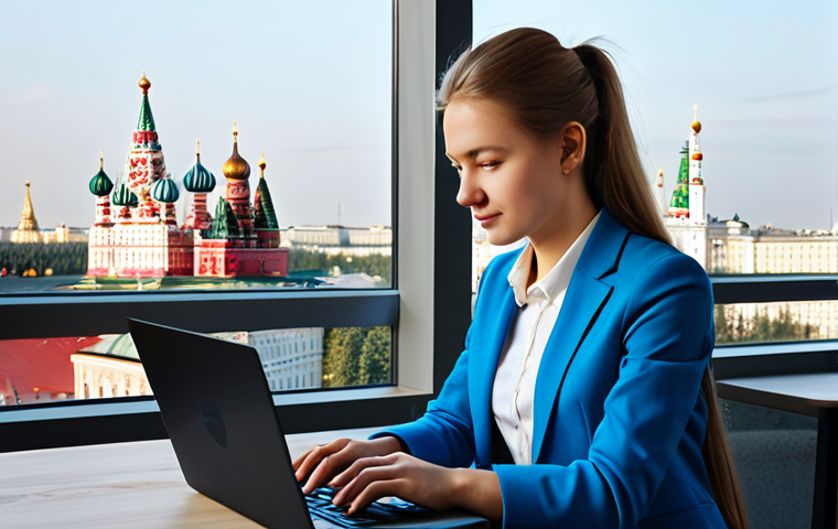 **
"A professional female programmer, fully clothed in a modest and stylish business casual outfit suitable for a Moscow tech startup, working on a laptop in a modern co-working space with Cyrillic characters visible on the screen. Large windows overlook a cityscape view featuring recognizable Moscow landmarks. Safe for work, appropriate content, professional, perfect anatomy, correct proportions, natural pose, well-formed hands, proper finger count, natural body proportions, high quality, professional photography."
**