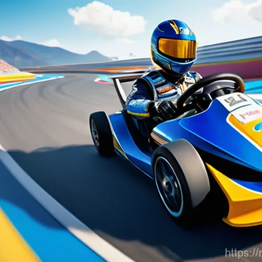 카트라이더 신규 캐릭터의 특징 분석 - A dynamic, action-packed image featuring Dao, a male KartRider character, skillfully drifting his fu...