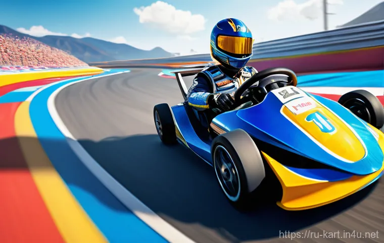 카트라이더 신규 캐릭터의 특징 분석 - A dynamic, action-packed image featuring Dao, a male KartRider character, skillfully drifting his fu...