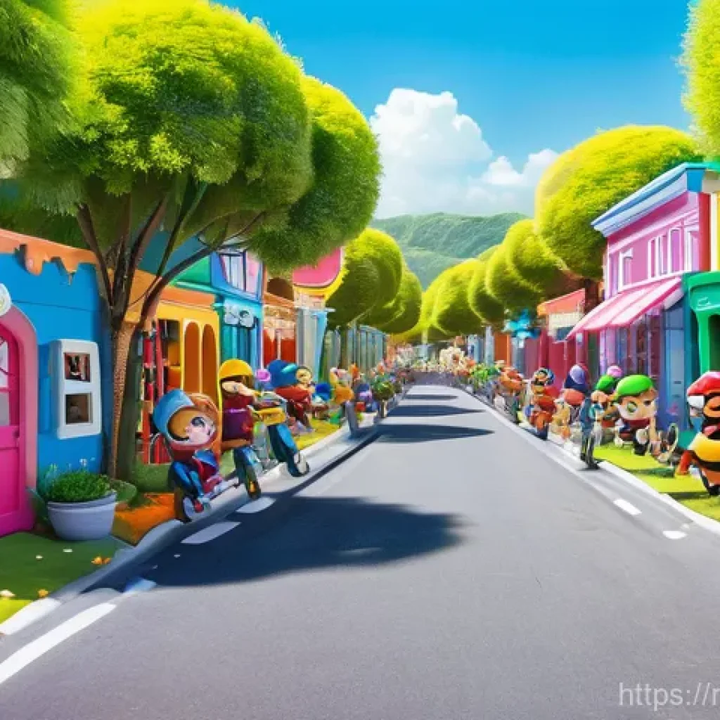 카트라이더 팬아트 이벤트의 성공 전략 - **Prompt:** A vibrant, cheerful scene set in a bustling outdoor art festival dedicated to KartRider....