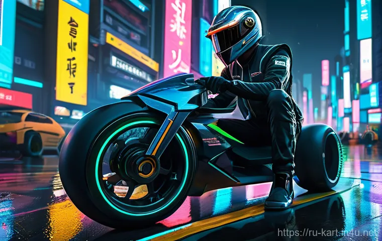 카트라이더 팬아트 이벤트의 특별한 이야기 - **Prompt:** A dynamic, cyberpunk-themed illustration featuring Dao, one of the main characters from ...