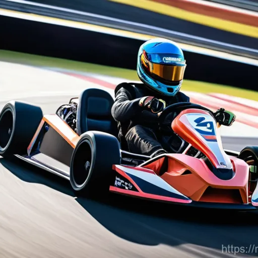 카트라이더 모드별 공략법 - A dynamic, high-angle action shot in the style of KartRider: Drift, capturing a skilled male or fema...