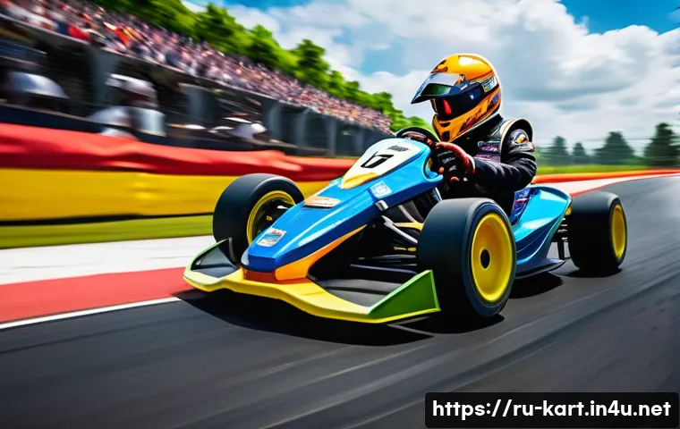 카트라이더 초보 유저의 성공 전략 - A dynamic KartRider racing scene on a detailed, colorful track featuring sharp turns and narrow sect...