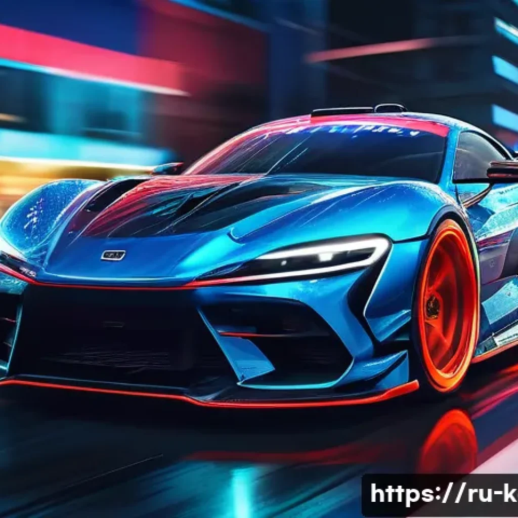 카트라이더 팬아트와 드리프트의 조합 - A dynamic drift racing scene featuring a sleek sports car sliding sideways on a wet urban street at ...