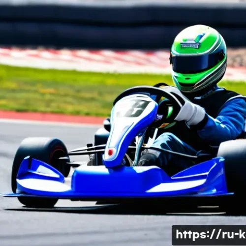 카트라이더 레이싱 스쿨 소개 - A detailed scene of a young adult kart racer sitting upright in a modern racing kart, wearing a full...