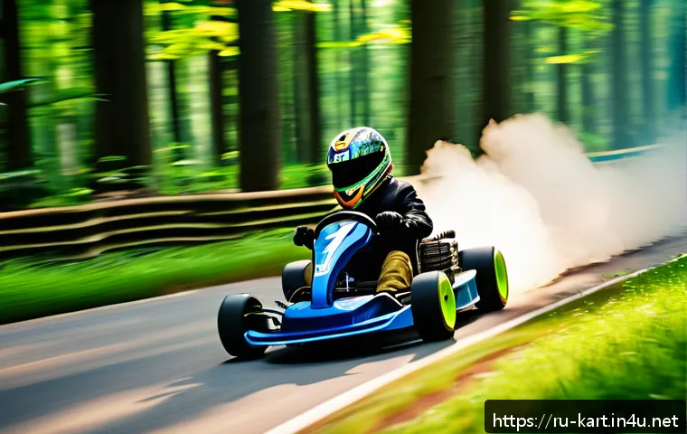 카트라이더 초보자를 위한 튜토리얼 - A dynamic racing scene on the "Wild Forest" KartRider track, featuring a kart with enhanced maneuver...