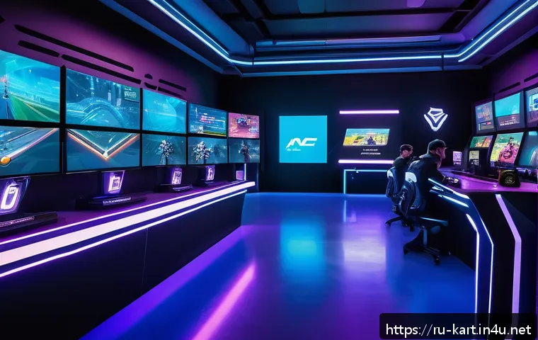 카트라이더 베타 테스트 참여 방법 - A dynamic scene of a futuristic KartRider beta test lobby, featuring diverse players in casual espor...
