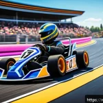Home 19 카트라이더 전설 트랙의 비밀 - A detailed scene of a legendary KartRider race track called "Circuit Classic" featuring sharp turns,...