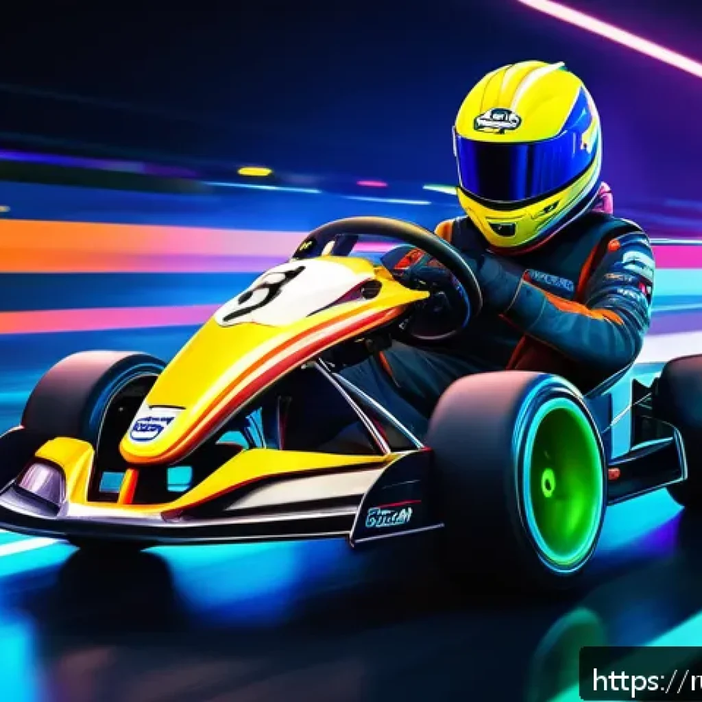 카트라이더 팬아트 대회와 글로벌 유저 인터뷰 - A dynamic fan-art scene inspired by KartRider featuring a youthful character in colorful racing gear...