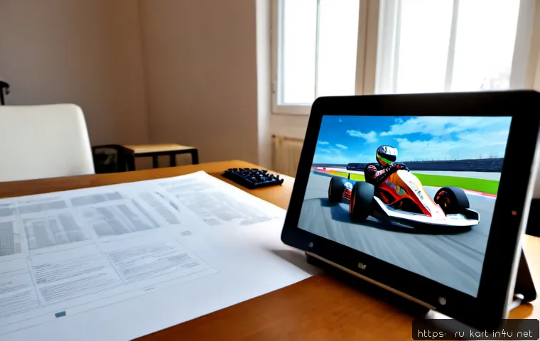 카트라이더 팬아트 대회 안내 - Photorealistic gaming fan art contest concept, a young Russian digital artist at a neat home desk in...