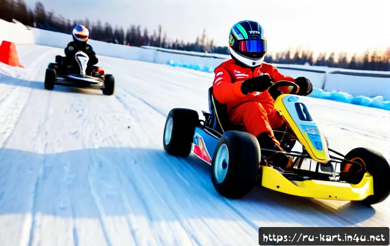 Home 17 카트라이더 배틀 모드 생존법 - Photorealistic high-stakes kart racing battle scene on a snowy Moscow-inspired urban circuit, a dete...